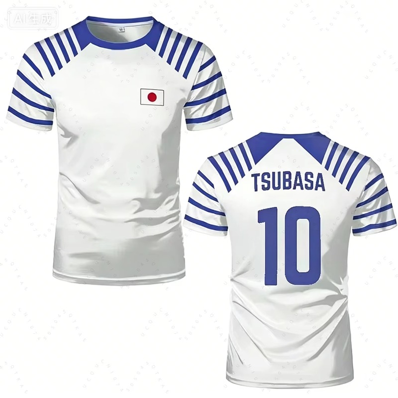 Anime Merchandise Men - 2026 ฮ็อต คาปิตัน ซึบาสะอะนิเมะชายหญิงเสื้อยืดพิมพ์ธงญี่ปุ่นฤดูร้อนแขนสั้นเสื้อยืดลำลองกีฬาเด็กเสื้อยืดปั่นจักรยาน
